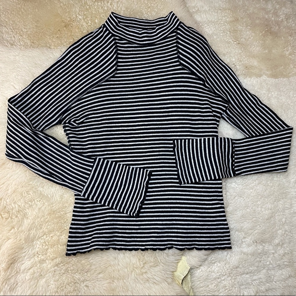 Free People Striped Mock Neck Top sz S